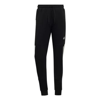 adidas Mens adidas Solid Color Stripe Logo Elastic Waistband Bundle Feet Sports Pants/Trousers/Joggers Black HC5857