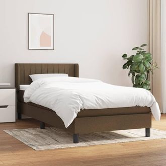 vidaXL Cama Box Spring Con Colch&oacute;n Tela Marr&oacute;n Oscuro 90x190 Cm Vidaxl