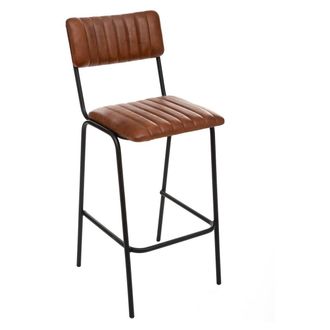 Atmosphera Atmosphera - Silla De Bar dario Marr&oacute;n Co&ntilde;ac - Metal Y Cuero Cr&eacute;ateur DInt&eacute;rieur