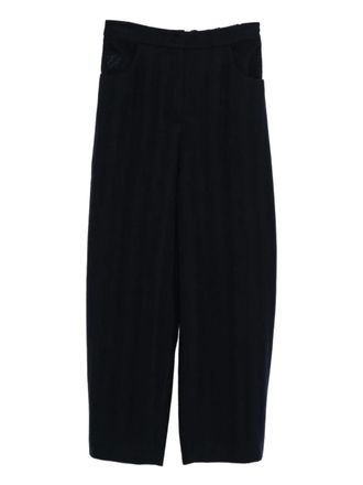 Emporio Armani logo-embroidered trousers - Blue