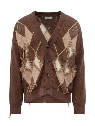 Laneus Brown V Neck Cardigans