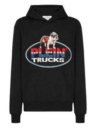 Philipp Plein bulldog logo hoodie - men - Fabric - S - Black