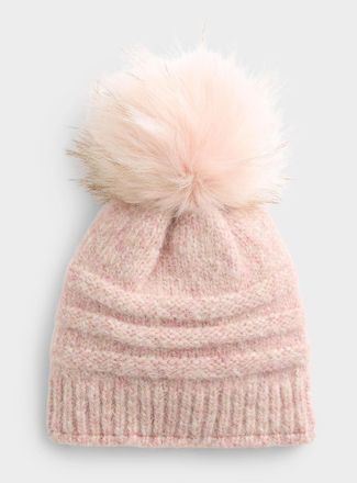 Kyi Kyi Womens Ribbed groove XL pompom Tuque Hat