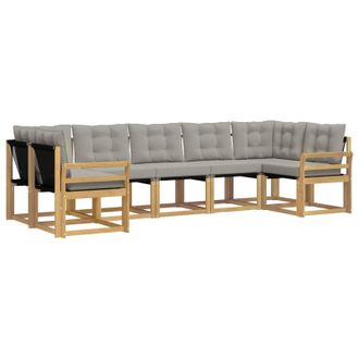 vidaXL Conjunto De Sof&aacute;s De Exterior 7 Pcs Blanco Y Gris Claro Vidaxl
