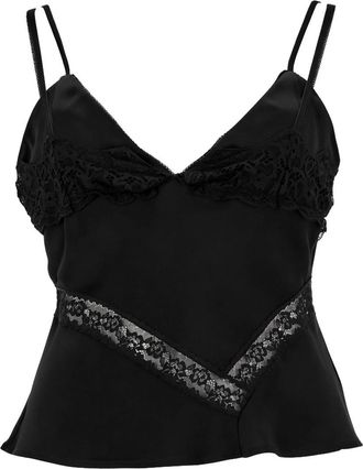 Msgm Neutrals Lace Trim Flared Camisole Tank Top