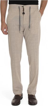 Marco Pescarolo Wollen broek met kant en ritszak - Heren - Straight fit broeken - Beige - 3XL - Wol - Broeken