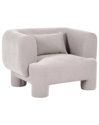 Beliani Poltrona In Tessuto Imbottito Con Texture Morbida, Gambe Cilindriche, Stile Organico, Beige Scuro Hogbo