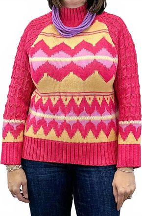 Merci Fireside Fair Isle Sweater In French Pink