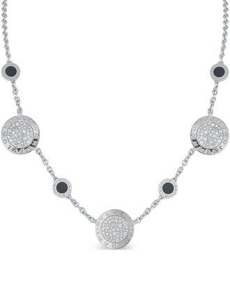 Bulgari 18K white gold diamond onyx necklace - Silver