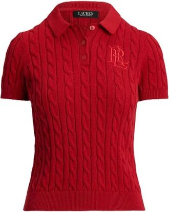 Ralph Lauren Gebreide kleding - Dames - V-hals truien - Rood - L - Katoen - Truien & Vesten