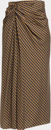 A.L.C. Jean Draped Check Midi Skirt