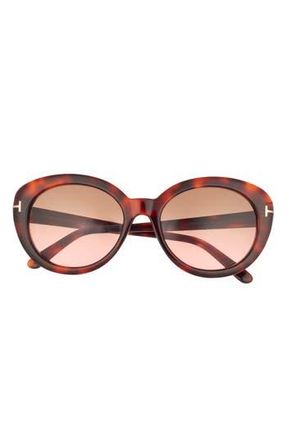 Tom Ford 55mm Round Sunglasses in Red Havana /Gradient Smoke at Nordstrom Rack
