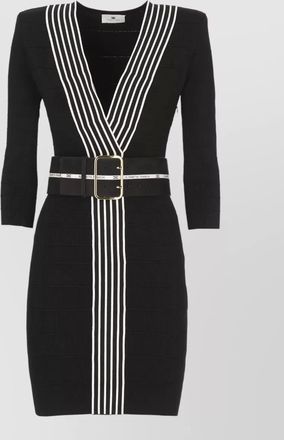 Elisabetta Franchi knitted v-neck belted knee-length dress