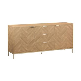 Sweeek Aparador con efecto espiga de 2 puertas, 160cm, natural