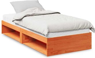 vidaXL Vidaxl - Sof&aacute; Cama Con Colch&oacute;n Madera Maciza Pino Marr&oacute;n Cera 90x200 Cm