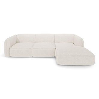 Sia Home Sof&aacute; esquinero recto 5 plazas tejido de rizo crema