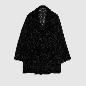 Gucci Floral Devor&eacute; Velour Shirt, Black, Ready-to-wear
