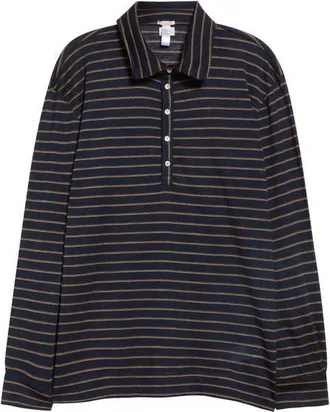Massimo Alba Stripe Long Sleeve Polo in Blue at Nordstrom, Size X-Large