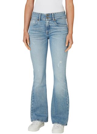 Pepe Jeans London 5-Pocket-Jeans PEPE JEANS FLARE JEANS MW VENUS, Damen, Gr. 25, L&auml;nge 30, light used bleached, Denim/Jeans, Obermaterial: 99% Baumwolle, 1% Elasthan, a