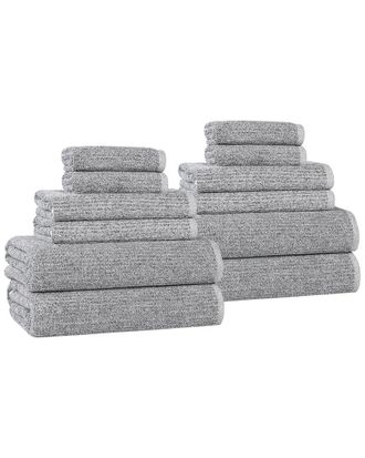 Superior Destin Medium Weight Solid Ribbed 12pc Towel Set