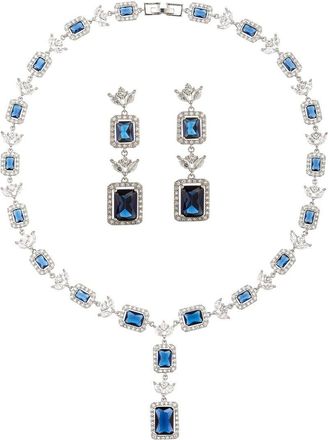 Eyecandy LA Eye Candy La Cz Lisa Blue Tennis Necklace Set
