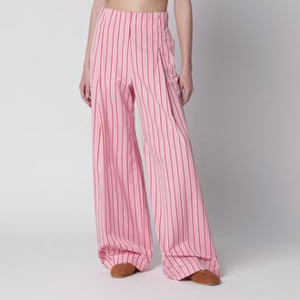 Dries Van Noten Wide pink striped trousers