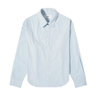Ami Casual Shirts, male, Blue, Size: S De Coeur Boxy Fit Striped Shirt