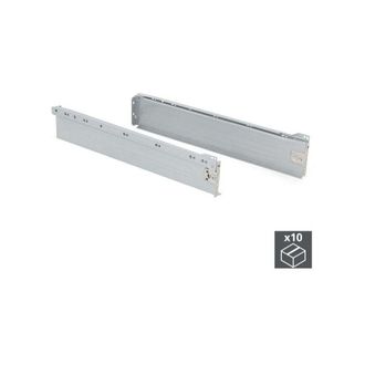 Emuca Lote De 10 Cajones De Cocina, Altura 86mm, Profundidad 500mm, Acero, Gris Metalizado