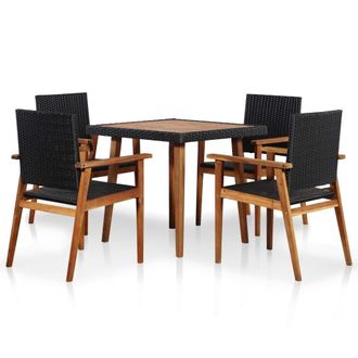 Berkfield Home 5 Piece Outdoor Dining Set Poly Rattan Black & Brown