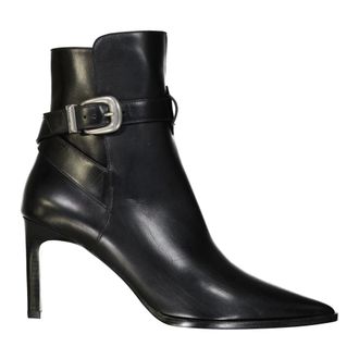 Celine Black Leather Ankle Boots - female - CELINE - Heeled Boots - Black - 5 UK - Shoes