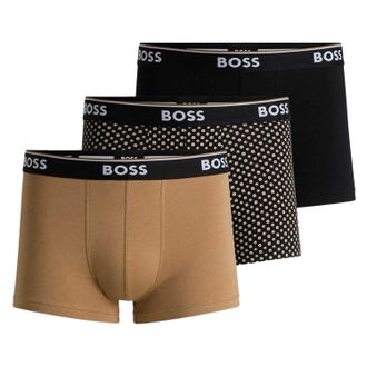 HUGO BOSS Heren Bodywear Logo Boxershorts (Set van 3) (Zwart/Beige)