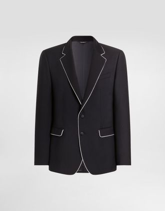 Dolce & Gabbana Martini Light Single-breasted Wool Twill Jacket - Man Suits And Blazers Blue 48