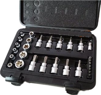 Trade Shop Trade Shop - Juego De Llaves De Vaso Hexagonal Torx 29 Uds. 1/4 3/8 Macho Hembra