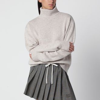 Frankie Shop Gala light beige merino wool turtleneck sweater