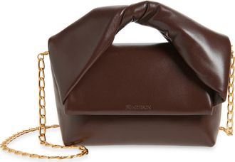 J.W.Anderson Midi Twister Leather Crossbody Bag in Chocolate Brown 660 at Nordstrom