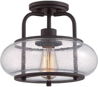 Netlighting Trilogy 1 Light Small Semi Flush Ceiling Light Old Bronze E27