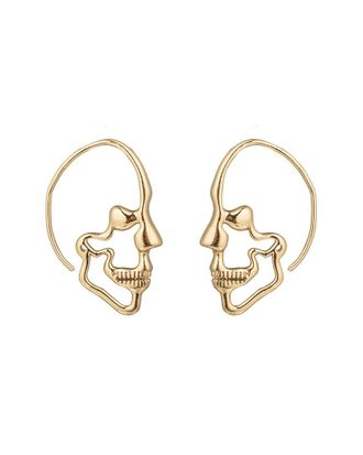 Eyecandy LA Eye Candy La Golden Skull Drop Earrings