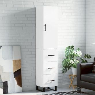 vidaXL Vidaxl - Aparador Alto Madera Contrachapada Blanco 34,5x34x180 Cm