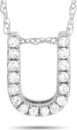 Luxury Bazaar 14K White Gold 0.10 ct Diamond Initial U Necklace