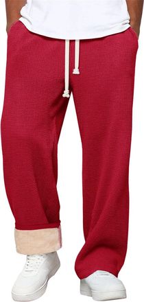 Generic Mens Fleece Joggers Warm Jogging Bottoms Sherpa Lined Sweatpants Drawstring Elasticated Waist Tracksuit Bottoms with Pocket Soft Winter Plush Trousers