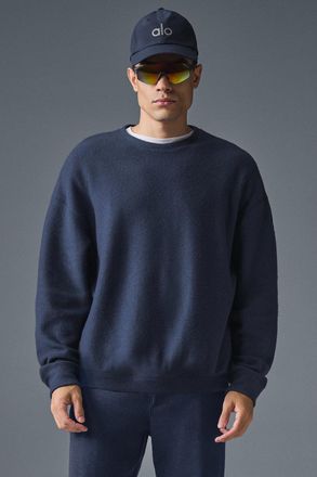Alo | Triumph Restore Crew Neck Sweatshirt in Navy Blue, Size: Medium