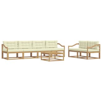 vidaXL Conjunto De Sof&aacute;s De Exterior Con Coj&iacute;n 6 Pcs Blanco Y Crema Vidaxl