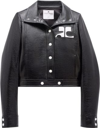 Courr&egrave;ges Zwarte Jack met Logopatch - Dames - Zomerjassen - Zwart - 2XS - Katoen - Jassen