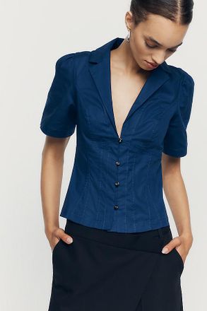 Maeve Short-Sleeve Blazer Top