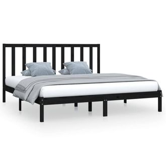 Berkfield Home Bed Frame Black Solid Wood Pine 200x200 cm