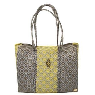 Lola's Bag Womens Travel Handmade Aztec Tote Bag With Clutch In Yellow/gray