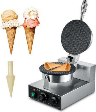 OEM M&aacute;quina El&eacute;ctrica Para Hacer Conos De Helado, 1230 W, Molde Antiadherente Para Rollitos De Huevo De Acero Inoxidable, Con Control De Temperatura Y Tie