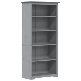 Berkfield Home Bookcase BODO Grey 80x38x180 cm Solid Wood Pine 5-Tier | Size: 80 x 38 x 180 cm