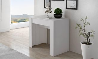 Dmora Mesa De Comedor Moderna, Consola Extensible Hasta 10 Plazas, Medidas 90 X 51 X 77 Cm (hasta 237 Con Extensiones), Color Blanco - Dmora