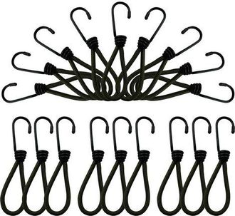 OEM Ganchos Para Lonas, Tensores El&aacute;sticos Con Ganchos, 25 Ganchos Para Lonas, Tensores De Goma Negra, Tensores Para Lonas De Piscina, Ganchos El&aacute;sticos